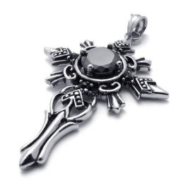 Colgante De Cruz De Titanio Con Gemas