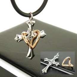 Colgante De Titanio Puro Con Forma De Cruz Y Corazón Para Hombre (Cadena Gratuita)