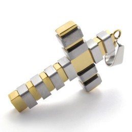 Colgante De Cruz De Titanio Dorado