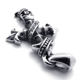 Colgante De Cruz De Titanio Con Calavera