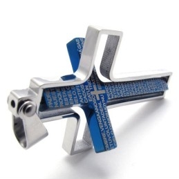 Colgante De Cruz De Titanio Azul