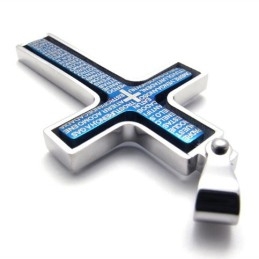 Colgante De Cruz De Titanio Azul