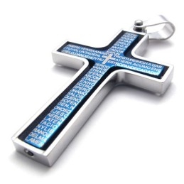 Colgante De Cruz De Titanio Azul