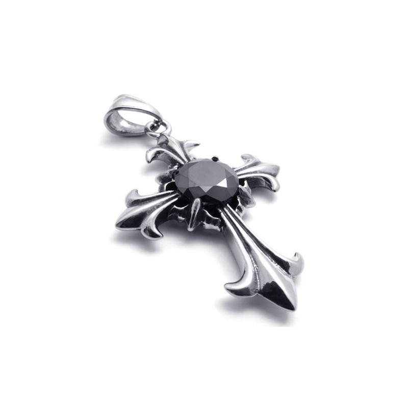 Colgante De Cruz De Titanio Con Gemas
