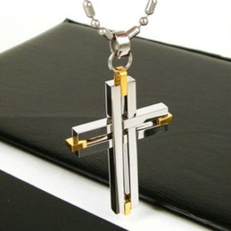 Collar Con Colgante De Titanio Puro Con Cruz Brillante Para Hombre, Cadena Gratis