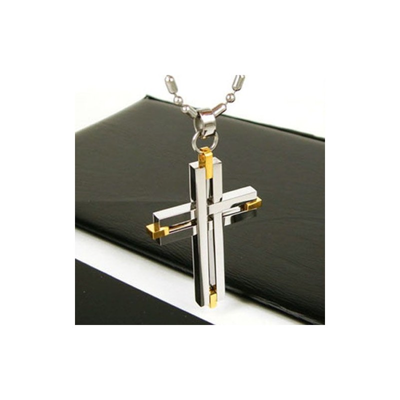Collar Con Colgante De Titanio Puro Con Cruz Brillante Para Hombre, Cadena Gratis Collar Con Colgante De Titanio Puro Con Cruz Brillante Para Hombre, Cadena Gratis