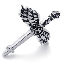 Colgante De Cruz De Titanio Con Alas