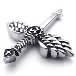 Colgante De Cruz De Titanio Con Alas