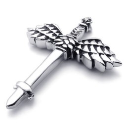 Colgante De Cruz De Titanio Con Alas