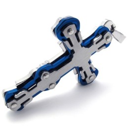 Colgante De Cruz De Titanio Azul