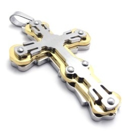 Colgante De Cruz De Titanio Dorado