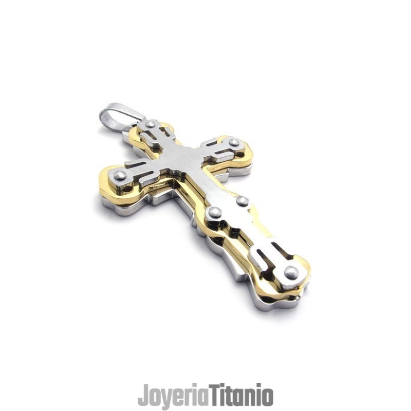 Colgante De Cruz De Titanio Dorado