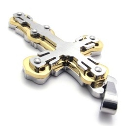 Colgante De Cruz De Titanio Dorado