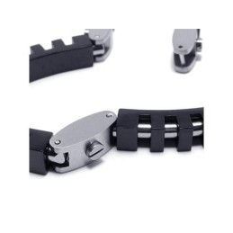 Pulsera Con Dije De Titanio Puro Y Plata Negra Para Hombre Y Niño