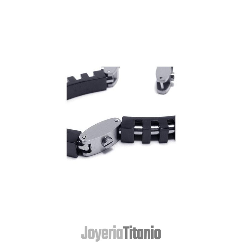 Pulsera Con Dije De Titanio Puro Y Plata Negra Para Hombre Y Niño