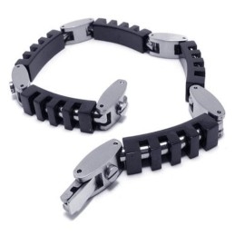 Pulsera Con Dije De Titanio Puro Y Plata Negra Para Hombre Y Niño