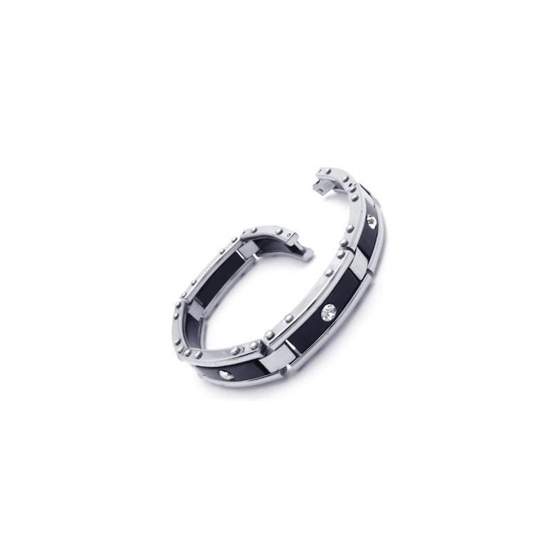 Pulsera De Caucho De Titanio Puro Y Plata Negra Para Hombre Pulsera De Caucho De Titanio Puro Y Plata Negra Para Hombre