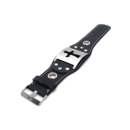 Pulsera Cruzada De Cuero De Titanio Puro Para Hombre Y Niño