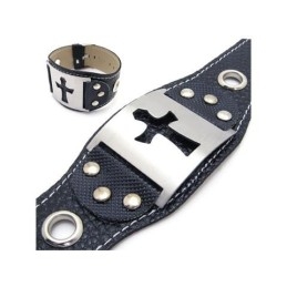 Pulsera Cruzada De Cuero De Titanio Puro Para Hombre Y Niño