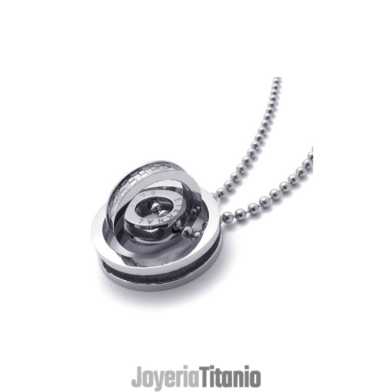 Colgante De Titanio Con Múltiples Anillos Para Amantes Con Detalles En Plata