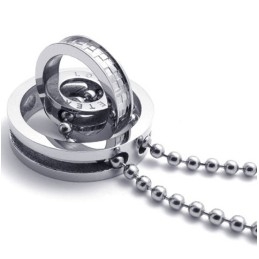 Colgante De Titanio Con Múltiples Anillos Para Amantes Con Detalles En Plata