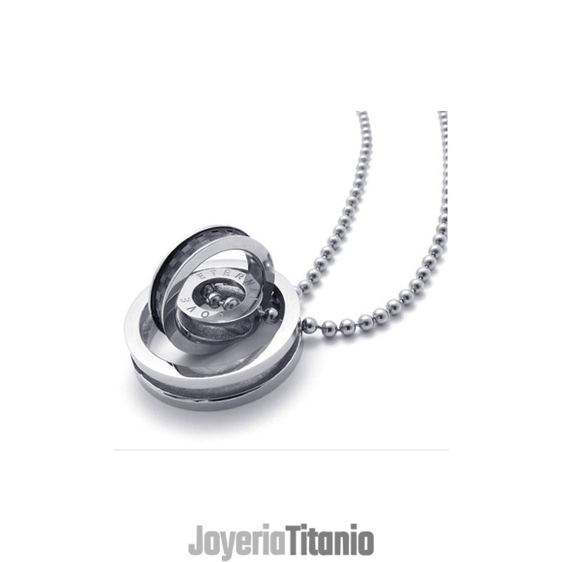 Colgante De Titanio Con Múltiples Anillos Y Detalles Negros Para Amantes