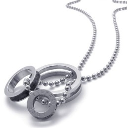 Colgante De Titanio Con Múltiples Anillos Y Detalles Negros Para Amantes