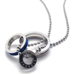 Colgante De Titanio Con Múltiples Anillos Y Detalles Azules Para Amantes