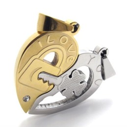 Colgante De Titanio Con Detalles Dorados Para Amantes