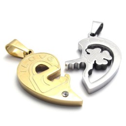 Colgante De Titanio Con Detalles Dorados Para Amantes