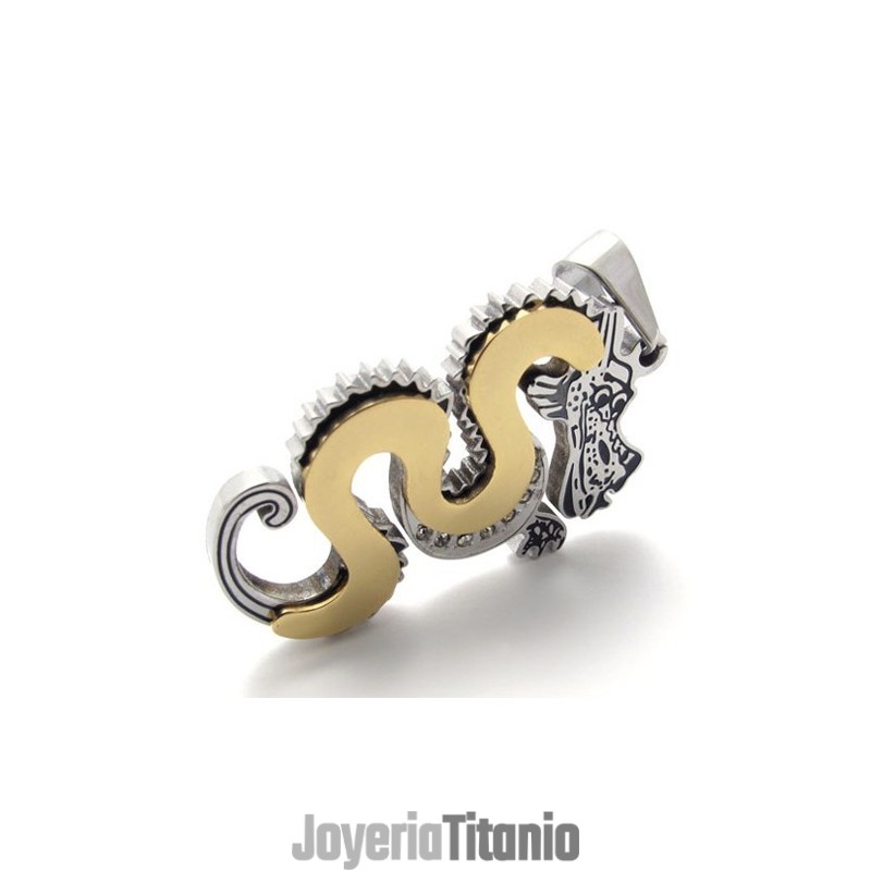 Colgante De Titanio Con Dragón Dorado