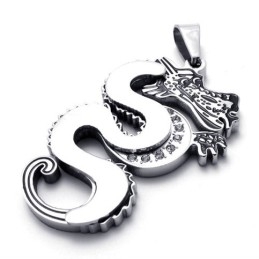 Colgante De Titanio Con Dragón De Plata
