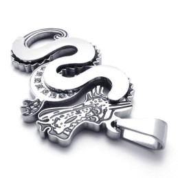 Colgante De Titanio Con Dragón De Plata