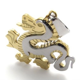 Colgante De Titanio Con Dragón Dorado
