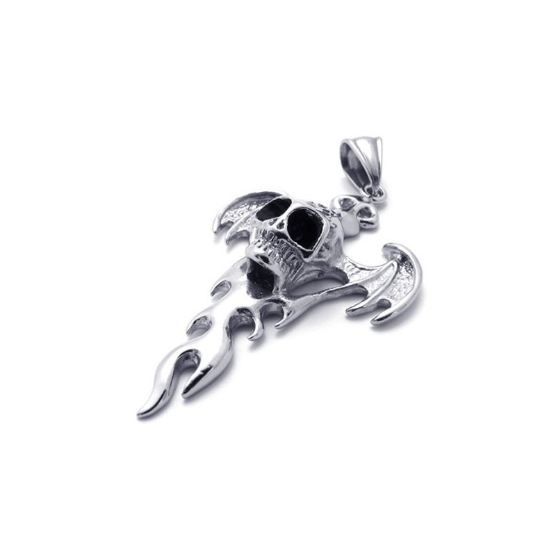 Colgante De Titanio Con Forma De Calavera Y Llama
