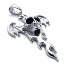 Colgante De Titanio Con Forma De Calavera Y Llama