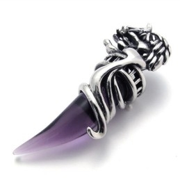 Colgante De Titanio Con Cuerno Morado