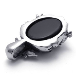 Colgante De Titanio Con Gema Negra En Forma De Cruz