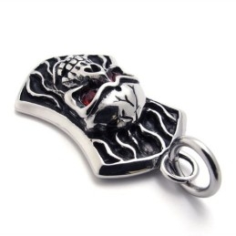 Colgante De Titanio Con Calavera Y Diamante Rojo