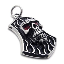 Colgante De Titanio Con Calavera Y Diamante Rojo