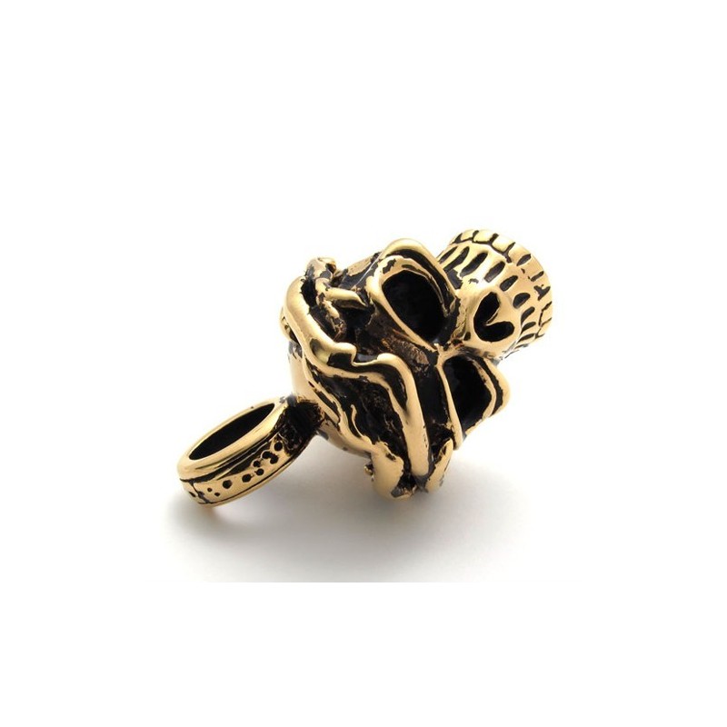 Colgante De Titanio Con Calavera Dorada