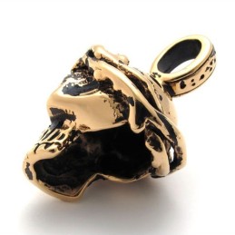 Colgante De Titanio Con Calavera Dorada