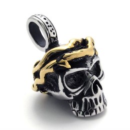 Colgante De Titanio Con Calavera Y Detalles Dorados