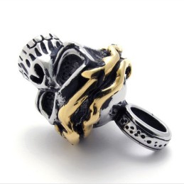 Colgante De Titanio Con Calavera Y Detalles Dorados