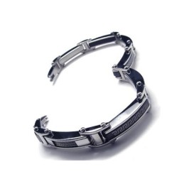 Pulsera Con Dije De Titanio Puro Negro Y Plata Para Hombre Y Niño