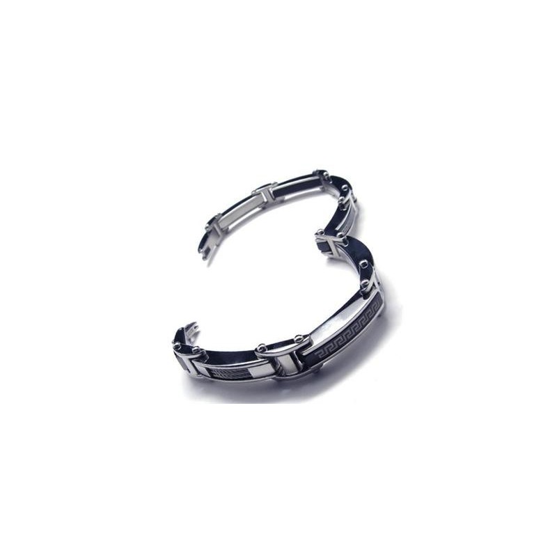 Pulsera Con Dije De Titanio Puro Negro Y Plata Para Hombre Y Niño