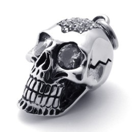Colgante De Titanio Con Calavera De Diamante