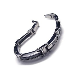 Pulsera Con Dije De Titanio Puro Negro Y Plata Para Hombre Y Niño