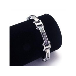 Pulsera Con Dije De Titanio Puro Negro Y Plata Para Hombre Y Niño