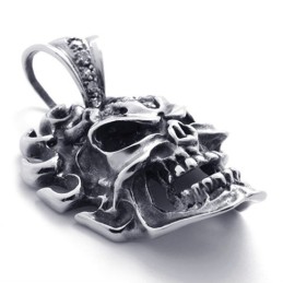 Colgante De Titanio Con Calavera Y Diamante